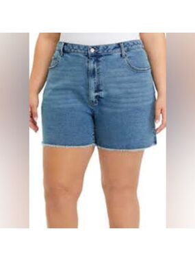 Crown & Ivy Curvy High Rise Blue Denim Shorts Sz 14